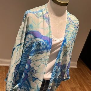 Blue Floral Women's Kimono Jacket coverup one size fits most